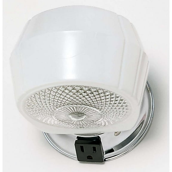 5-in Vanity w/ White Crystal Bottom Shade & Conv Outlet Polished Chrome Finish