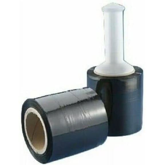 5" in. x 1000FT 80 Gauge 24 Rolls Stretch Shrink Film Hand Wrap + Handle Black