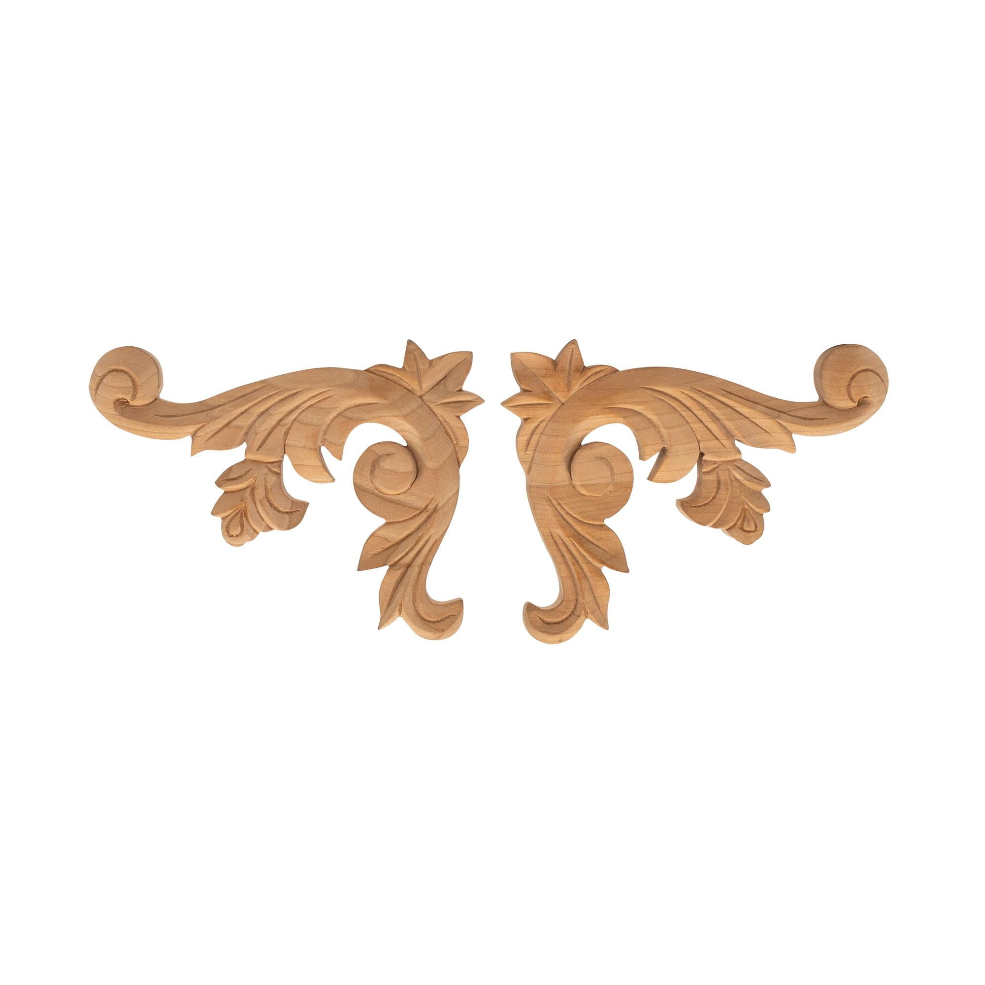 Small Hand Carved Cherry Wood Scroll Onlay
