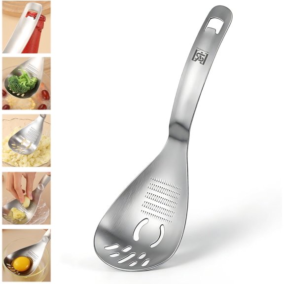 5 in1 Egg Separator For Raw Eggs With Potato Masher Multifunction Cooking Spoon, Egg Yolk Separator, Grater Plate, Bottle Opener & Slotted Spoon - 304 Stainless Steel,
