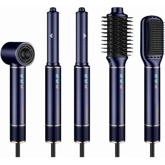 5 in1 Ionic Blow Dryer Hair Styling - Aluminum Hot Air Magic Styler - Multistyler Hair Styling Tools 120,000RPM High Speed Auto Wrap Curling Wand Straightener Brush Volumizing Curlers Rotating Curler