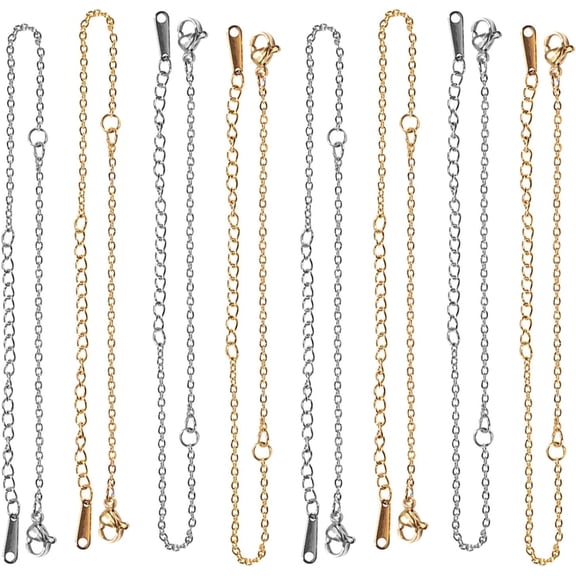 About 5 inch 10pcs Bracelet Chain Stainless Steel Chain Bracelet Cable Chain with Lobster Claw Clasps Stainless Steel Chain for DIY Jewelry Bracelet Making