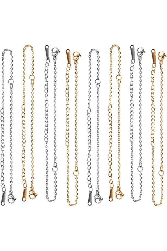 5 inch 10pcs Bracelet Chain Stainless Steel Chain Bracelet Cable Chain with Lobster Claw Clasps Stainless Steel Chain