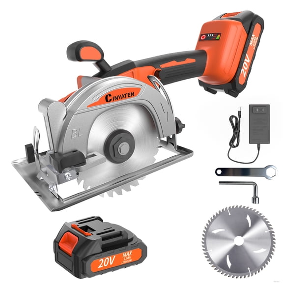 5-inch Brushless Circular Saw Kit, 20V Dual Smart Batteries + Charger, 6 Saw Blades 45° Adjustable Cutting Depths 6900 RPM - Woodworking/Garden Projects Christmas Gift (Local Warehouse Shipping)
