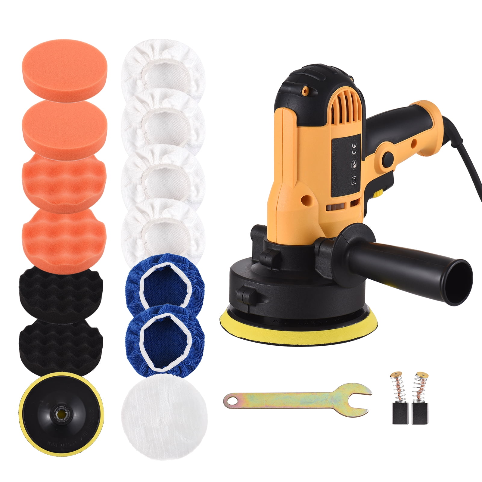 5-inch Electric Car Polisher Kit 700W Auto Car Buffer 600-3700RPM Variable Polishing Machine with Auxiliary Handle Sponge Wool Bonnet Pads Rotary Tool for Floor Furniture Ceramic