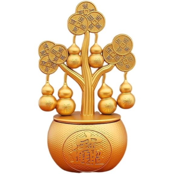 5 inch Feng Shui Gourd Treasure Bowl Home Decor, Furnishing Statue Charm Amulet Bring You Good Luck, Healthy, Success, Tabletop Luck Ornament