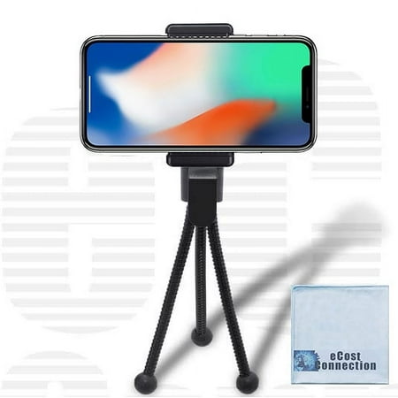 5" inch Flexible Tripod + Universal Tripod Mount For All Smartphones with eCostConnection Microfiber Cloth
