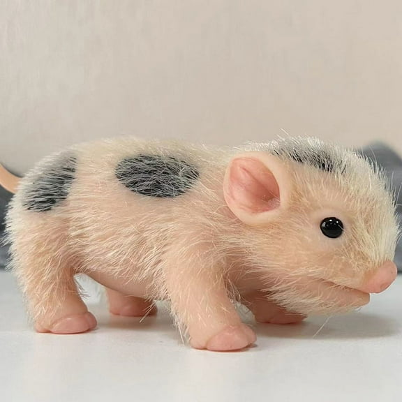 5 inch Full Body soft Silicone Pig Doll Soft Touch implanted hair Realistic Black Spot Pig