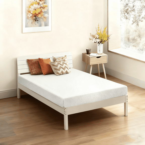 BIQWBIC 5-inch Gel Memory Foam Twin Mattress - Medium Firm, CertiPUR-US Certified for Cool Sleep, White