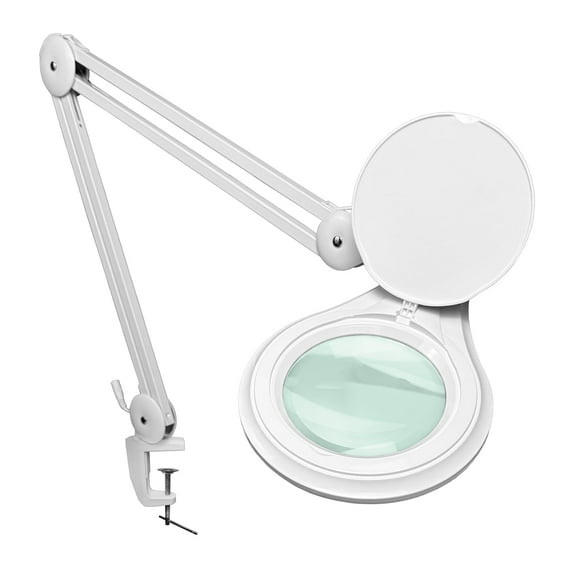(5 inch Glass Lens) Professional LED Magnifying Lamp with Clamp, Dimmable, 1200 Lumens, 5600K-6000K Daylight Bright 60 SMD LED, Work Light Mounting Bracket Clamp (3 Diopter) BoliOptics MG16303121