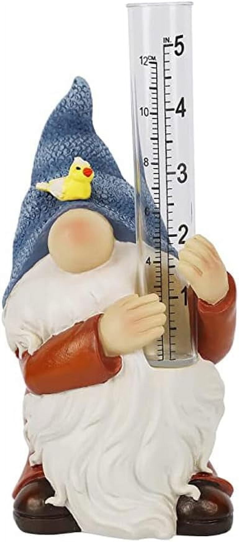 5 inch Gnome Rain Gauge,Garden Gnome Statue with a Plastic Rain Gauge