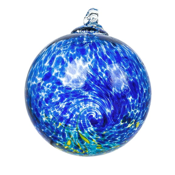 5 inch Hand Blown Glass Ball, Hanging Gazing Ball, Witch Ball Christmas Ornament Friendship Ball, Unique Artistic Glass Sphere for Home, Window, and Outdoor Garden Decor (Multicolor)