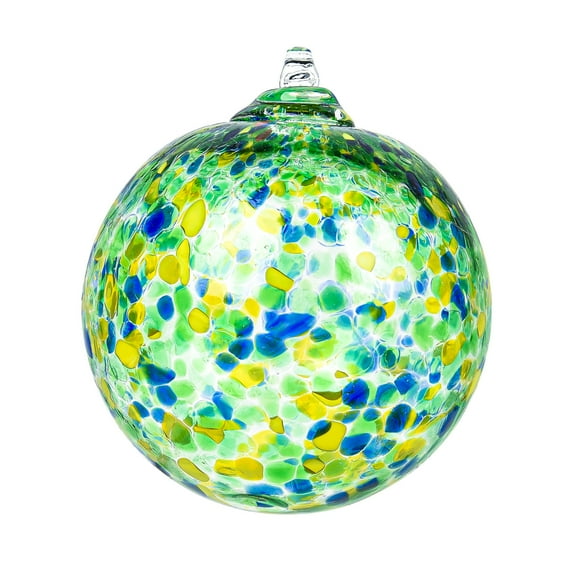5 inch Hand Blown Glass Ball, Hanging Gazing Ball, Witch Ball Christmas Ornament Friendship Ball, Unique Artistic Glass Sphere for Home, Window, and Outdoor Garden Decor (Green)