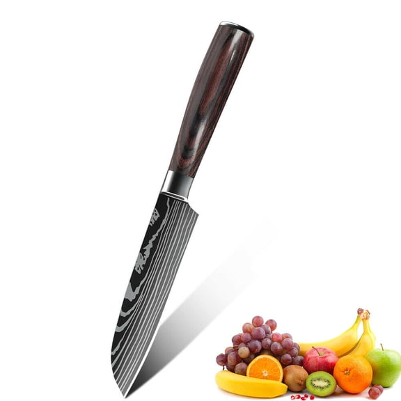 DFITO Cleaver Knife Damascus Pattern Stainless Steel Nonslip Handle 1-Piece 5 Inch