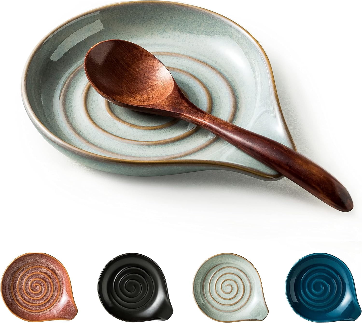5-inch Large Spoon Rest, Ceramic Spoon Holder for Stove Top, Heat-Resistant Cooking Spoon Rest
