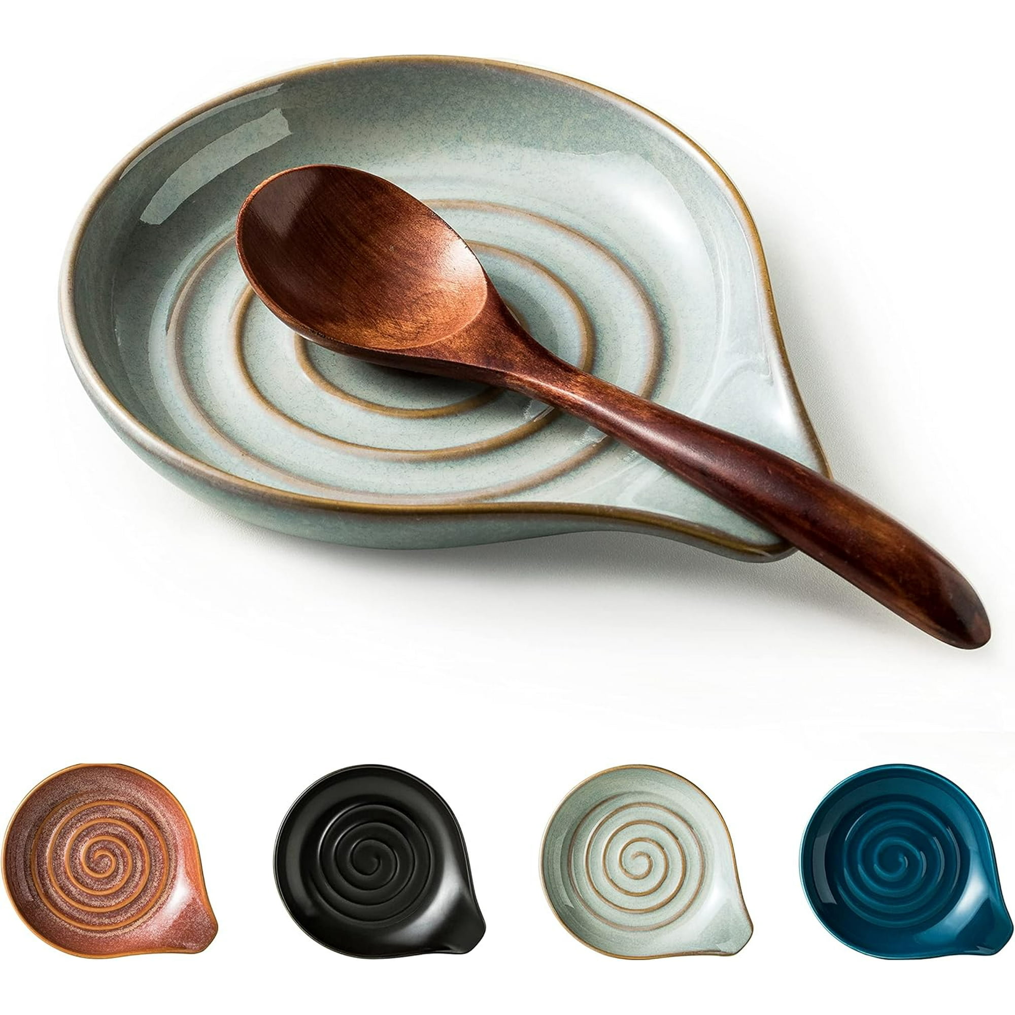 5-inch Large Spoon Rest, Ceramic Spoon Holder for Stove Top, Heat-Resistant Cooking Spoon Rest