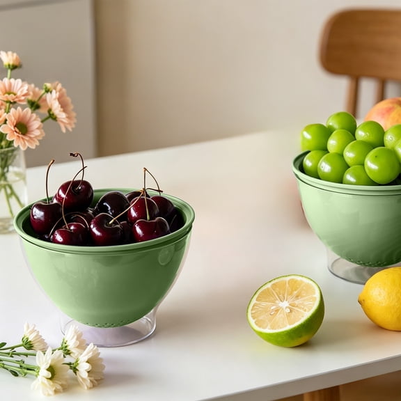 5 inch Mini Fruit Colander,r Strainer Container Dual-Layer Vegetable Cutting And Draining Basket With Strainer For Mini Berry And Tomato Grape Washer