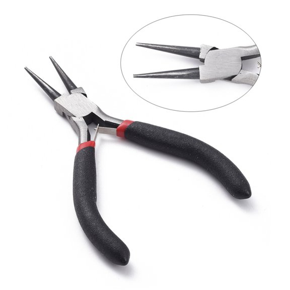 5 inch Polishing Carbon Steel Jewelry Pliers Round Nose Pliers for Jewelry Making Supplies Black Gunmetal 12.5cm long