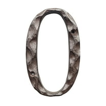 5-inch Rustic House Numbers, Cast Iron Metal Home Address Signage, Unique Hammered Look, Number 0