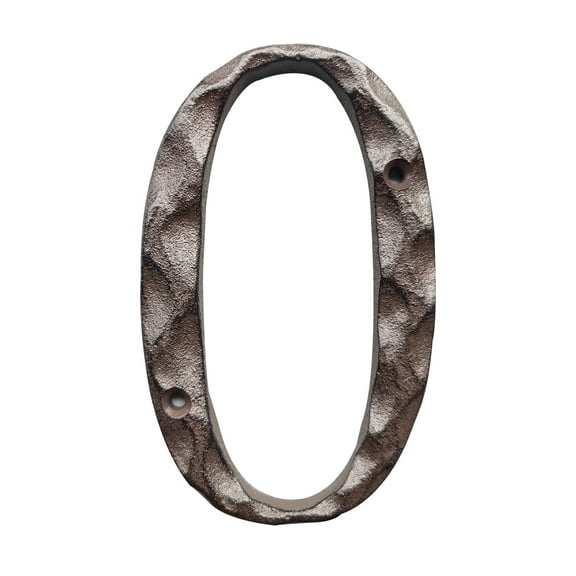 5-inch Rustic House Numbers, Cast Iron Metal Home Address Signage, Unique Hammered Look, Number 0