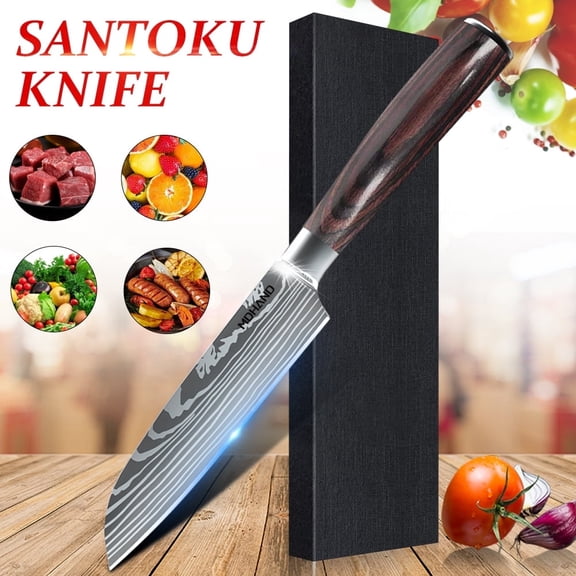 MDHAND 5-inch Santoku Knife - Samurai Series - Japanese Etched High Carbon Steel