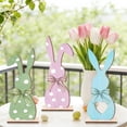 thumbnail image 1 of 5-inch Set of 3 Wooden Easter Bunny Figurines, Rustic Rabbit Decorations, for Spring Home Desktop Table Centerpiece, Farmhouse Style Holiday Ornaments, for Mantel Shelf and Indoor Display, 1 of 4