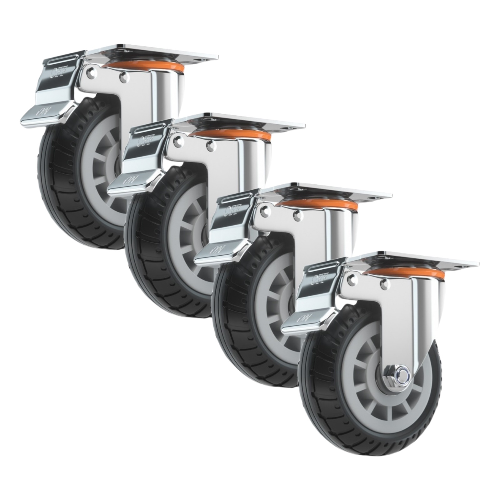 5 inch Swivel Caster Wheels with Brake Lock, Pneumatic Swivel 360 ...