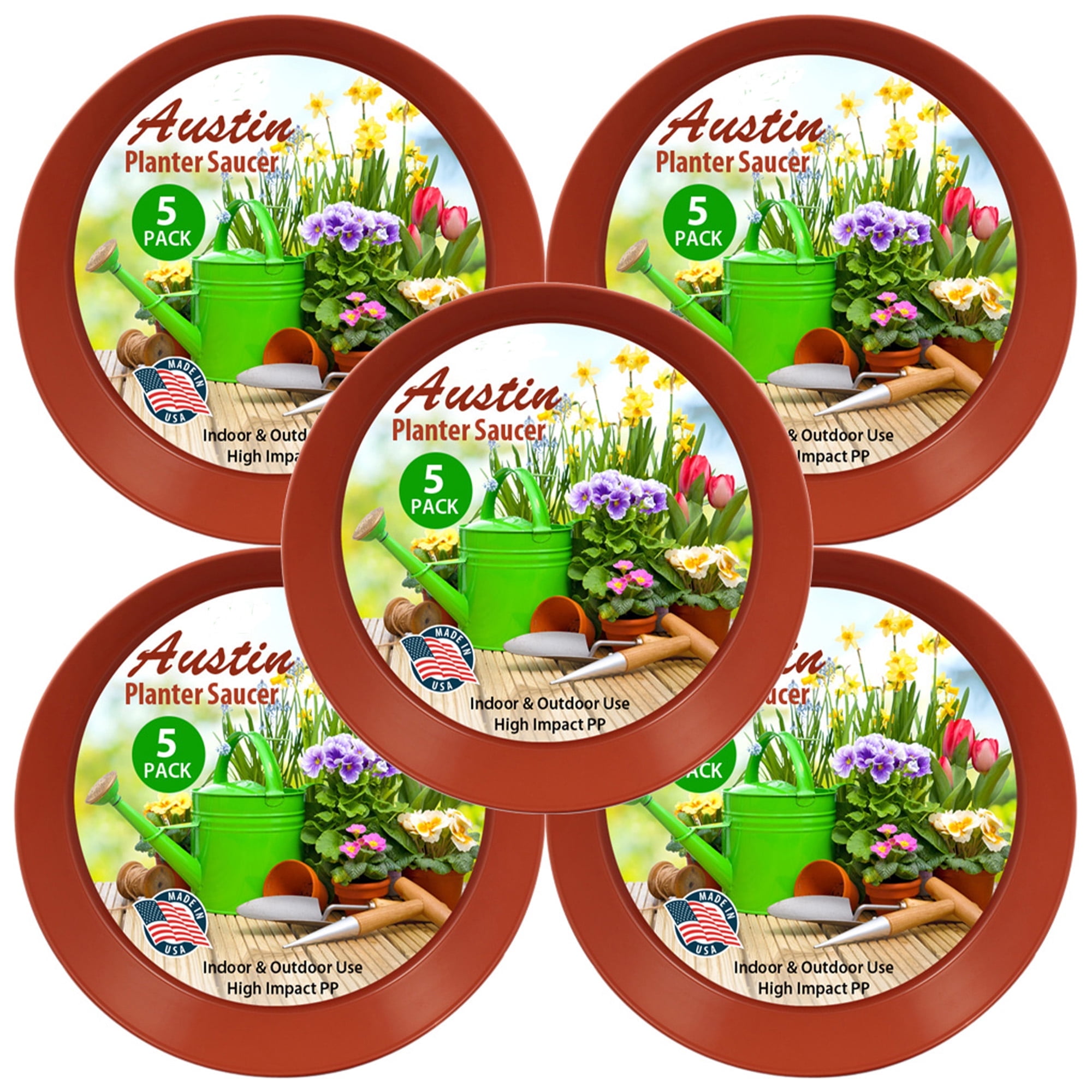 5 inch Terra Cotta Colored Plant Saucers (Case of 5) Polypropylene (4 inch Base) Heavy Duty