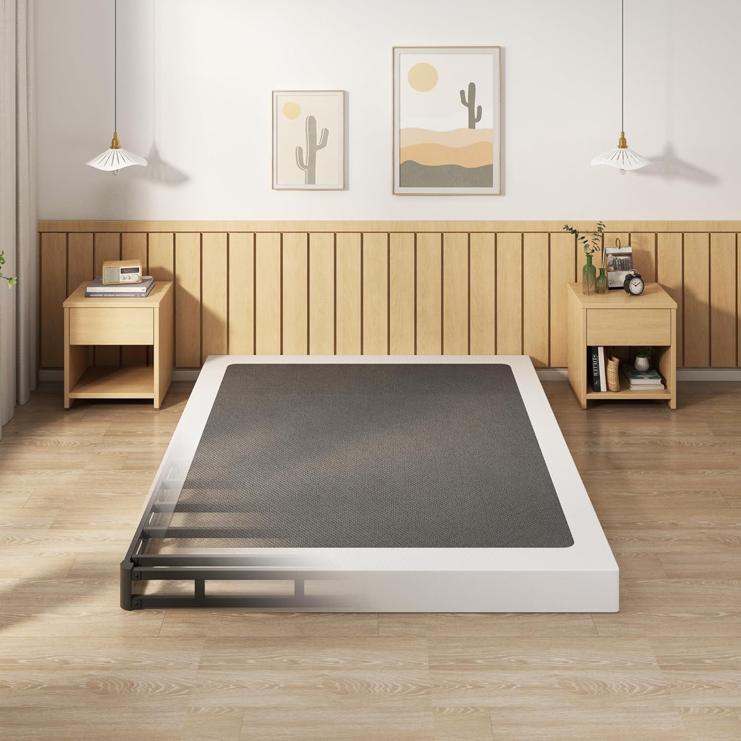 5-inch box spring queen size bed frame, heavy duty metal queen size mattress base,