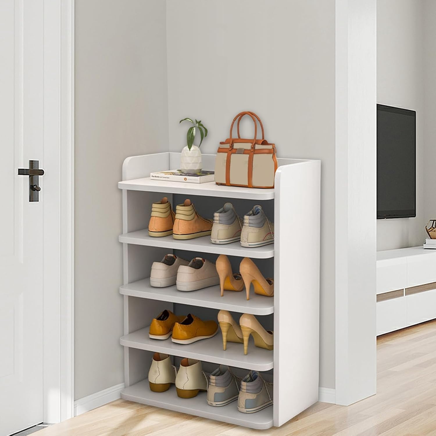 All Style Shoe Racks 5-layer Shoe Rack with Open Design, 3D Density Board, Layered Partition ...