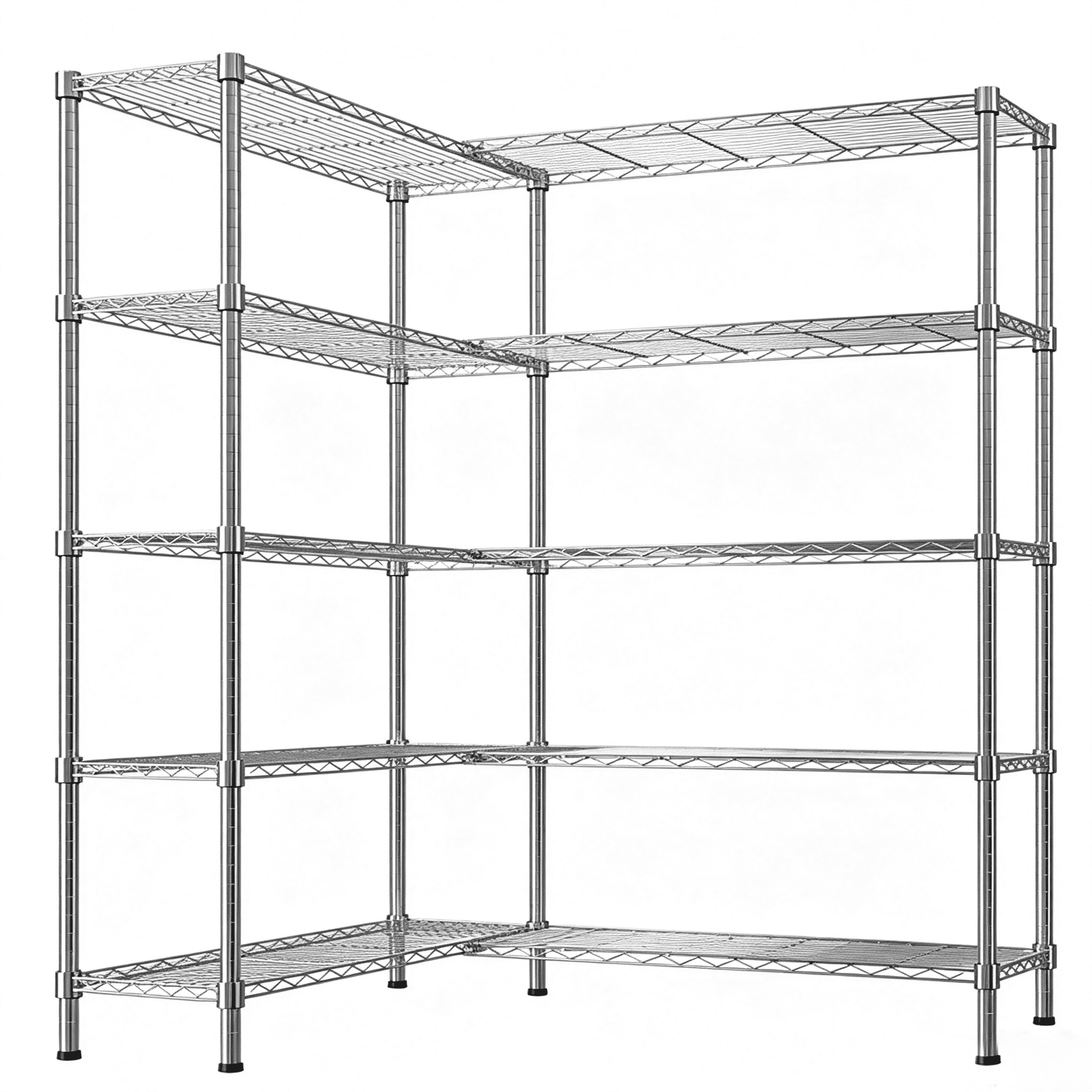 5-layer double row, freely adjustable layer spacing, with adjustable feet, display stand, iron, 147*35*180cm, chrome-plated