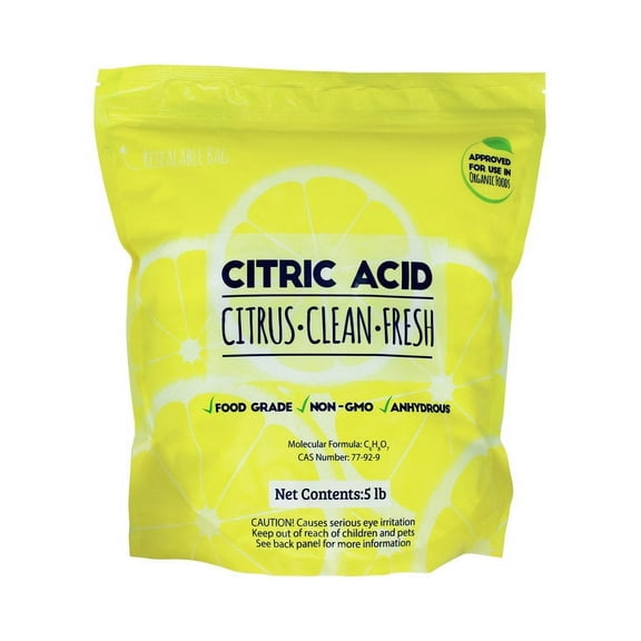 5 lb Non-GMO Organic Citric Acid Food Grade FCC/USP Anhydrous Pure Fine Granular