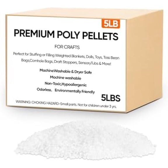 5 lb Poly Pellets Weighted Stuffing Beads,Plastic Pellets Weighted for Stuffed Animals,Poly for Bean Bags, Crafts,Doll and Blankets