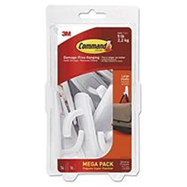 5 lbs General Purpose Hooks Plastic, White - 14 Hooks & 16 Strips per Pack