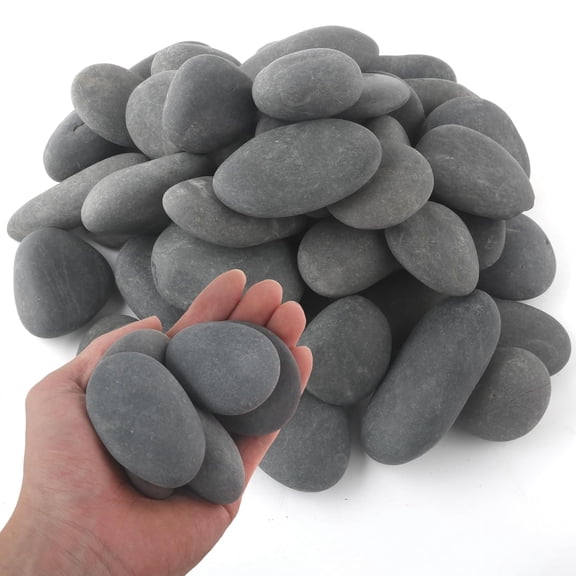 5 lbs Natural Mexican Beach Pebbles, 1-2 Inch Large River Rocks for Landscaping, Decorative Stones for Aquarium, Garden, Walkways, Backyard, Grey