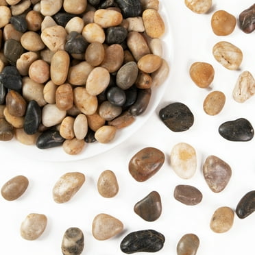 5 lbs River Rock, Natural Polished Decorative Pebbles for Plants, Fish Tank, Landscaping, Mixed Colors, 3/8 to 1 1/2 inch