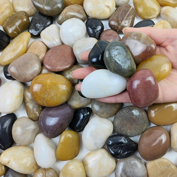 5 lbs River Rocks Pebbles for Indoor Plants, Decorative Mixed Color River Rocks for Potted Plants Landscaping Fish Tank Patio Garden Vase Fountain and Outdoor Decorative Stones