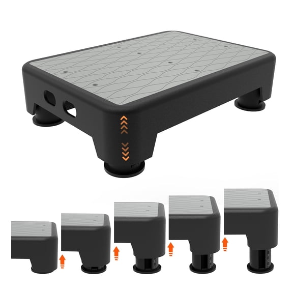 5-level Adjustable Step Stool  700 Lbs Capacity Safety Bed For Seniors Exercise Setp Platform Portable Stair Assist Wide Up Kitchen Car Bedside & Shower Grey