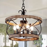 Bella Depot 15.7 Rustic Chandelier 5-light Distressed Wood Farmhouse Ceiling Lighting with Adjustable Metal Chain for Kitchen Island and Hallway