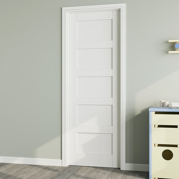 5 lite Panel Interior Door Slab, Door Shaker Without Hardware