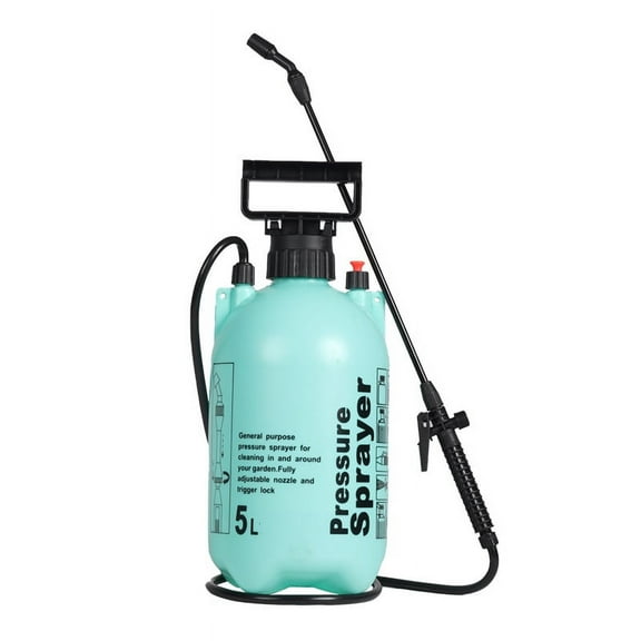 5 liter lawn and garden pump sprayer for spraying plants, garden watering, weeds and pests, made of polypropylene, translucent white color