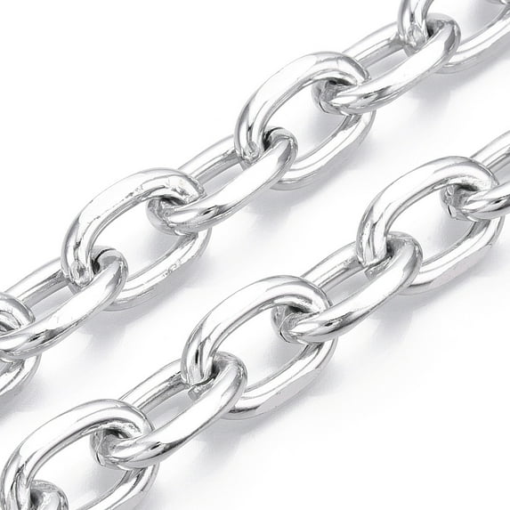 5 m Aluminum Faceted Cable Chain Diamond Cut Oval Link Chains Unwelded Silver 21x12.5x3.5mm Aluminum