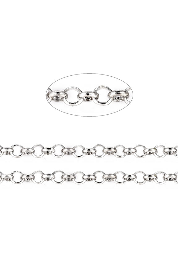 5 m Brass Chains Belcher Chains Soldered Long-Lasting Plated with Spool Cadmium Free Nickel Free Lead Free Platinum 3.5x1mm 16.4 Feet(5m)/roll