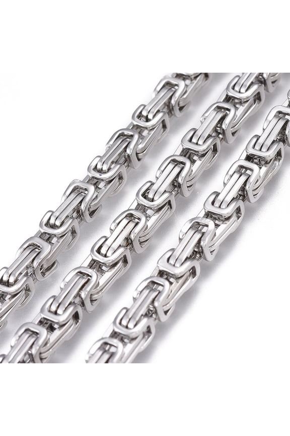 5 m Tarnish Resistant 304 Stainless Steel Byzantine Chains Unwelded Stainless Steel Color 8~11.5x5mm