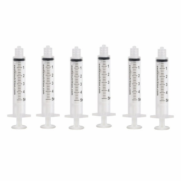 5 ml Luer Tip - 6 Pack - Silicone Syringes for Handfeeding Animals, and More