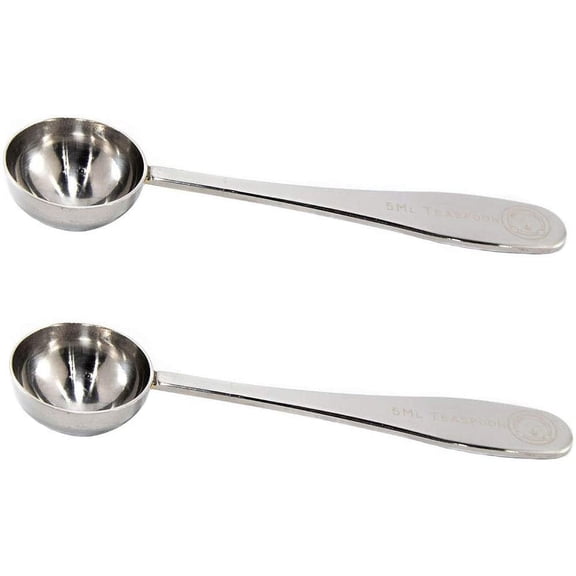 5 ml Teaspoon Measuring Scoop Spoons, Polished Stainless Steel, Set of 2