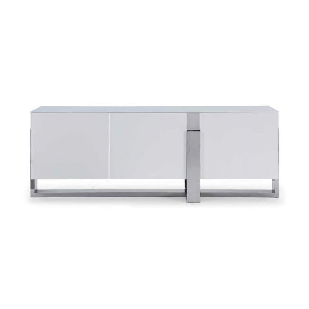 Lin 91" Matte White and Polished Stainless Steel Contemporary Buffet