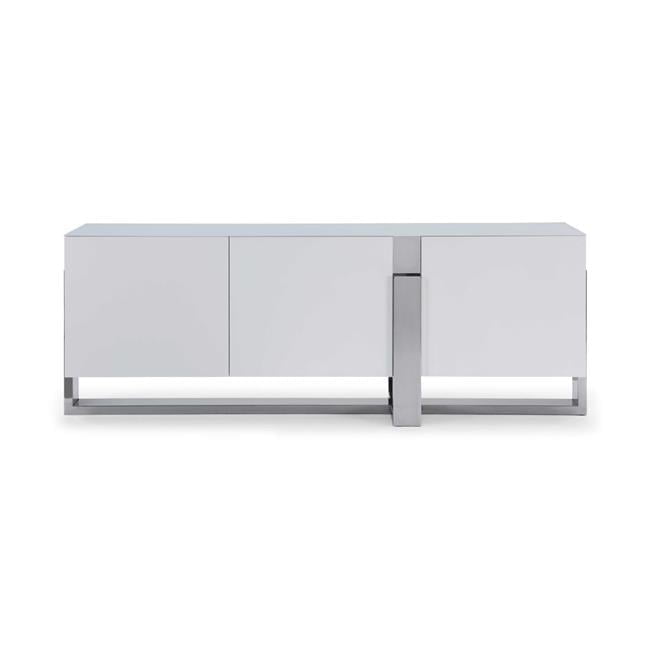 Lin 91" Matte White and Polished Stainless Steel Contemporary Buffet