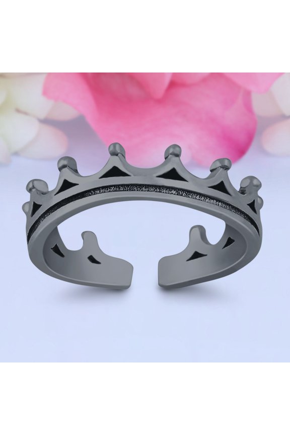 5 mm Crown Toe Band Ring 925 Sterling Silver Thin Adjustable Stylish Rings For Women