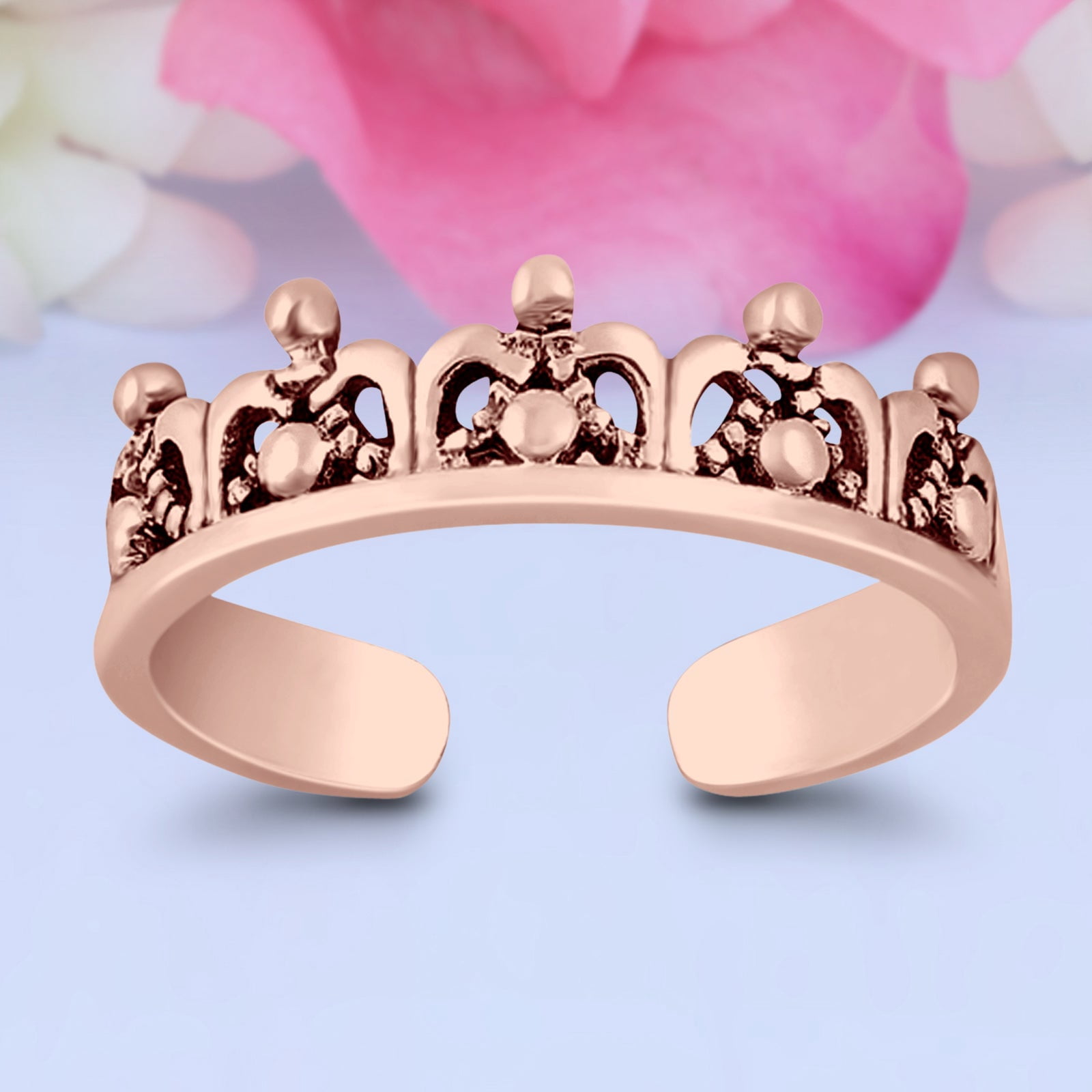 mm Crown Toe Band Ring 925 Sterling Silver Thin Adjustable